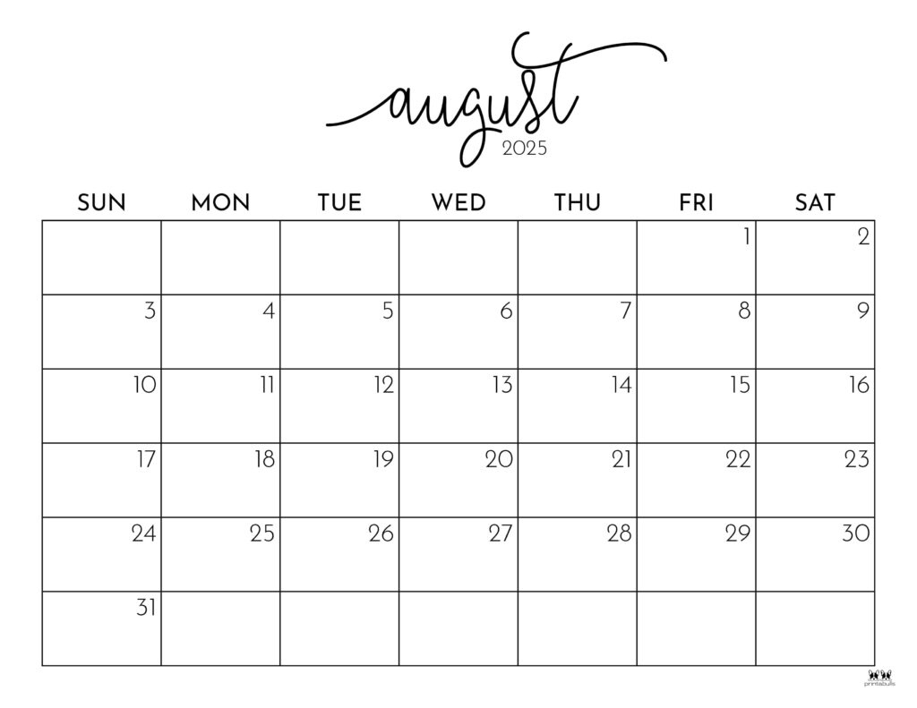 August 2025 Calendars - 107 Free Printables | Printabulls pertaining to Printable Calendar August to December 2025