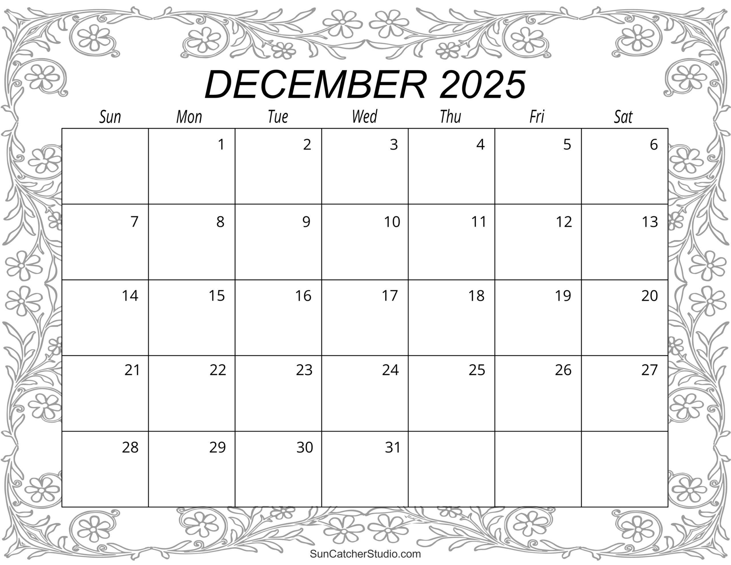 December 2025 Calendar (Free Printable) – Free Printables intended for December 2025 Calendar Printable