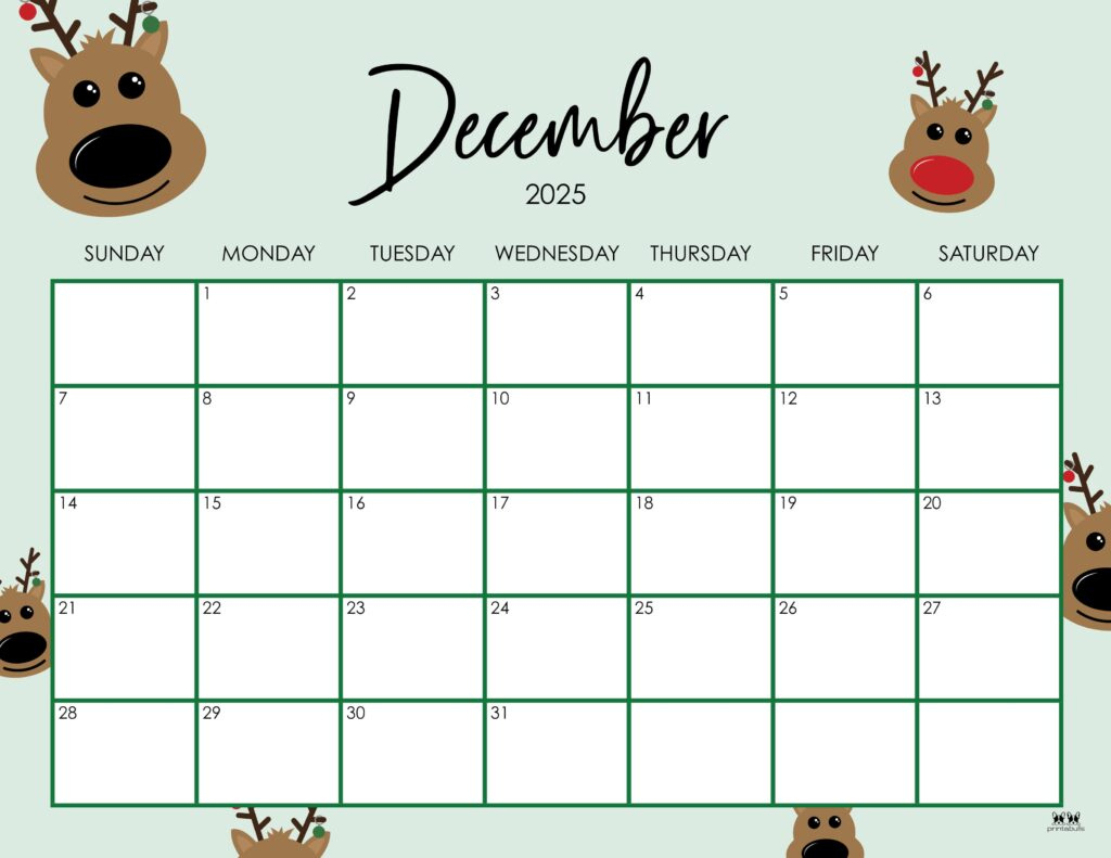 December 2025 Calendars - 107 Free Printables | Printabulls intended for Cute December 2025 Printable Calendar