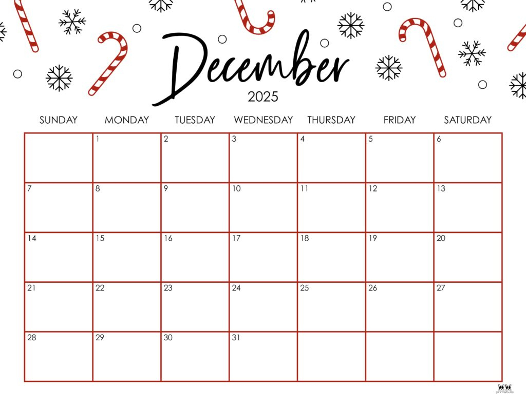 December 2025 Calendars - 107 Free Printables | Printabulls throughout Printable Calendar For December 2025