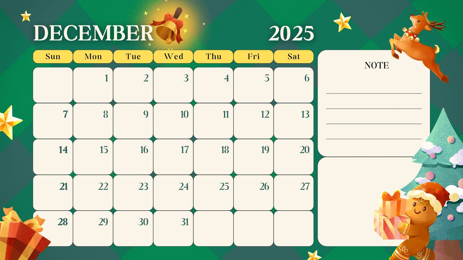Free, Printable December 2025 Calendar Templates | Canva inside Cute Printable December 2025 Calendar