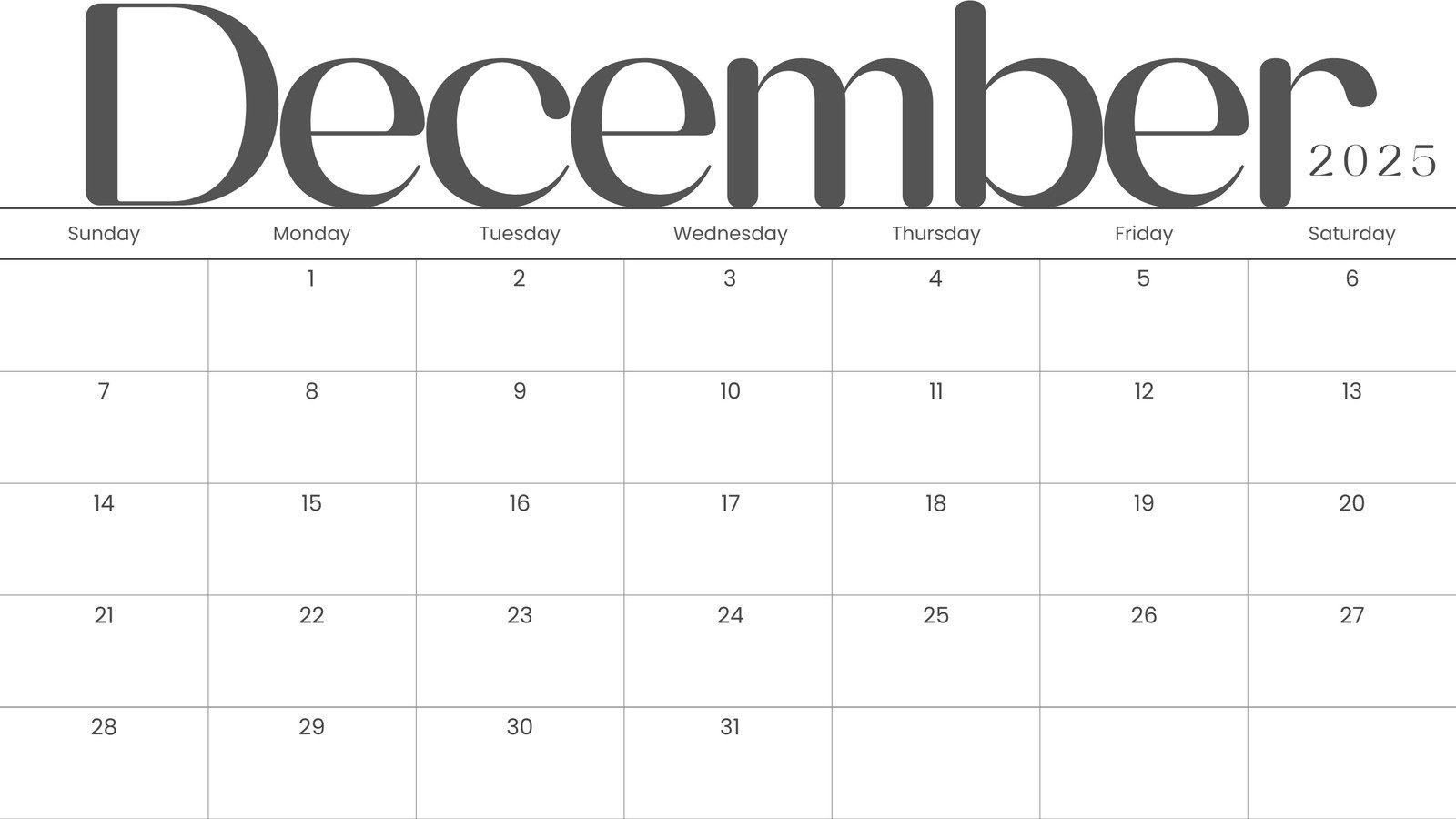 Free, Printable December 2025 Calendar Templates | Canva inside December Calendar For 2025 Printable