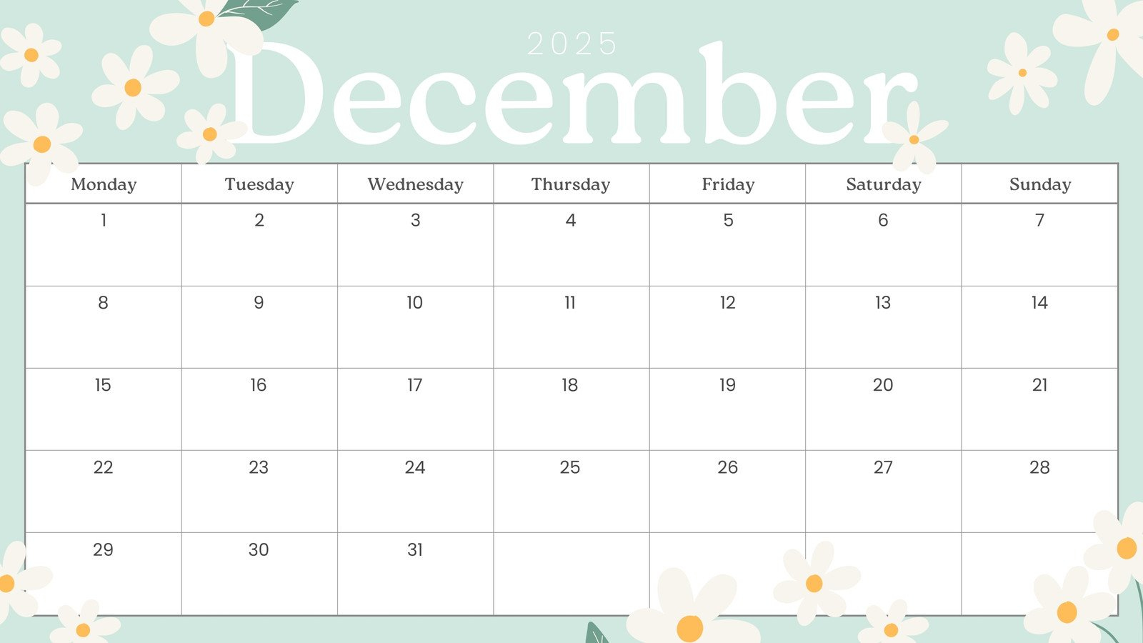Free, Printable December 2025 Calendar Templates | Canva intended for Printable December 2025 Monthly Calendar