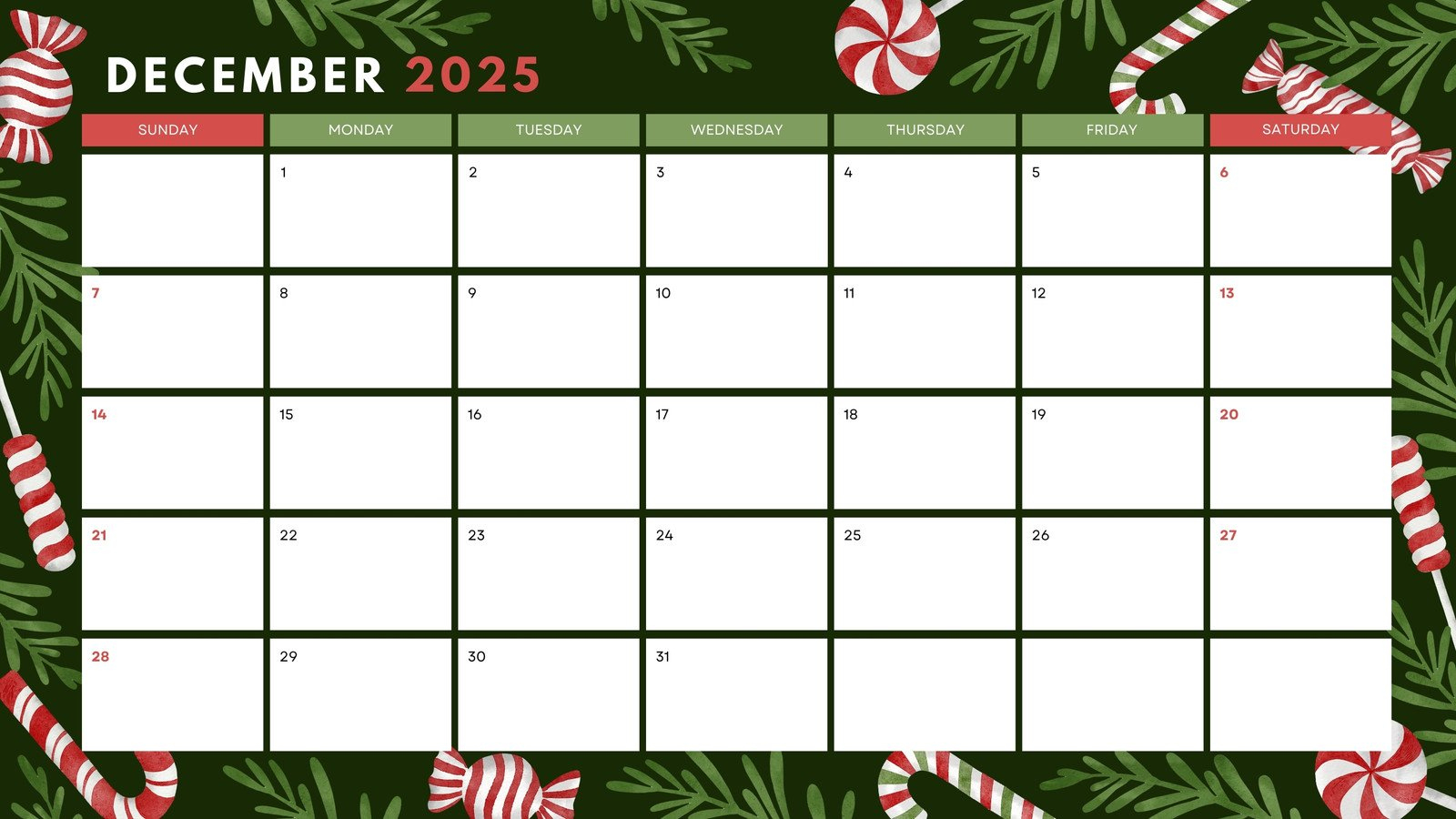 Free, Printable December 2025 Calendar Templates | Canva throughout Printable Calendar Of December 2025
