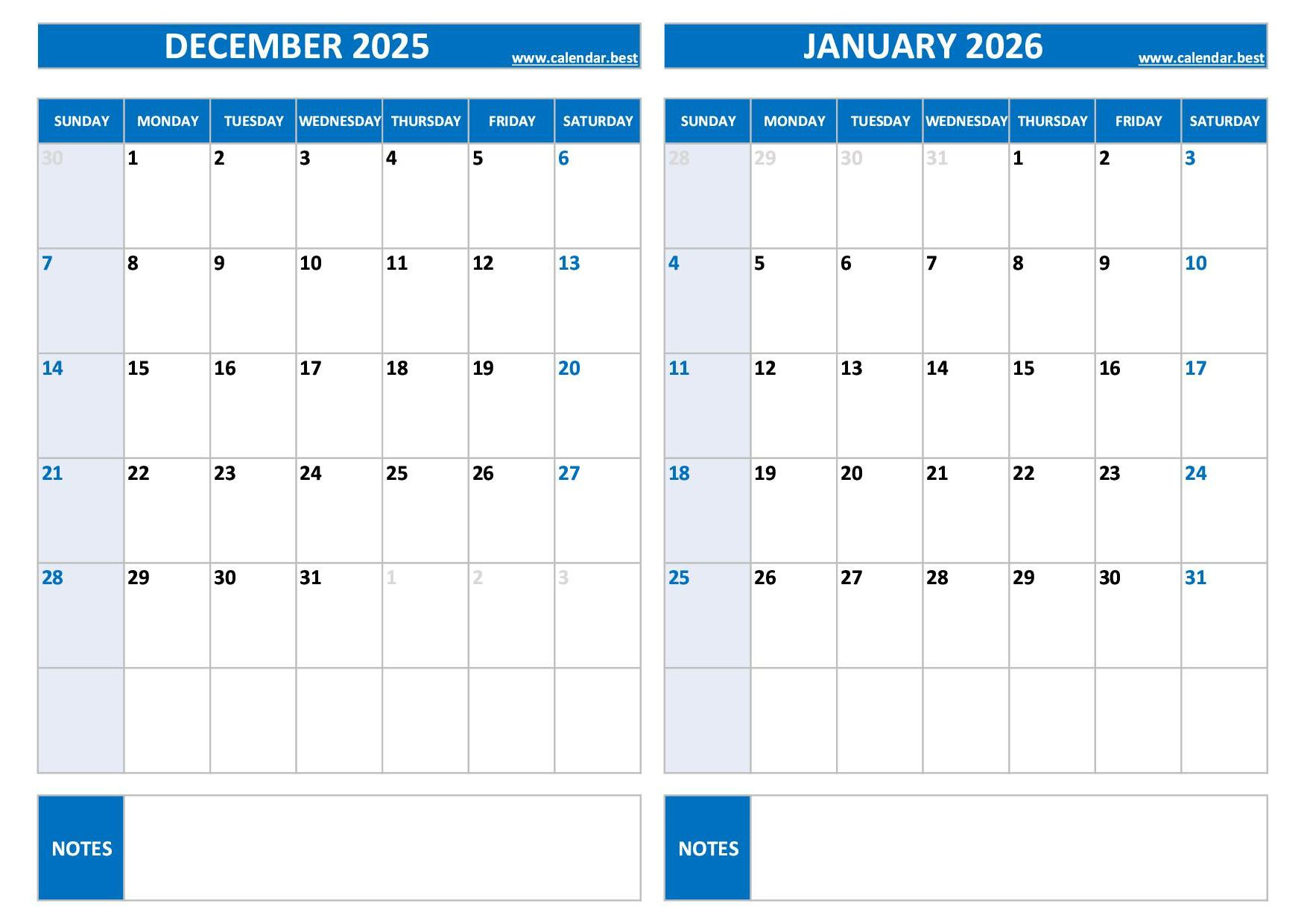 Printable December 2025 And January 2026 Calendar - Free Pdf & Jpg within Free Printable December 2025 January 2026 Calendar
