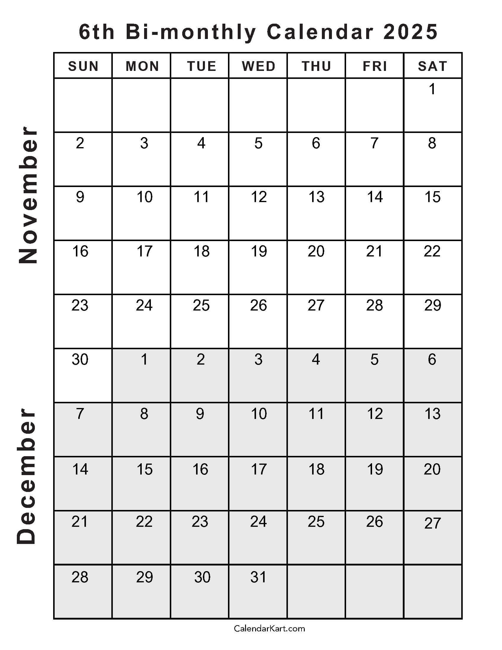 Printable November December 2025 Calendars | Calendarkart pertaining to Printable November December 2025 Calendar